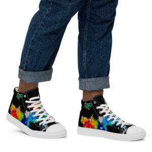 Rainbow Angel Men’s high top canvas shoes
